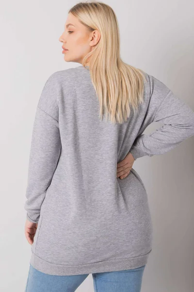 Dámská šedá melanžová klokaní mikina plus size FPrice