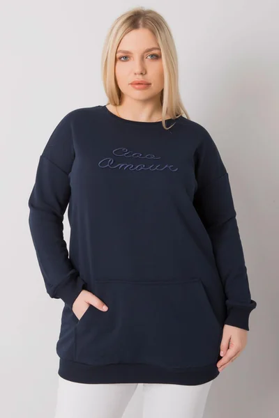 Dámská námořnická modrá plus size mikina s klokankou FPrice