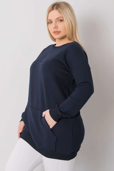 Dámská námořnická modrá plus size mikina s klokankou FPrice