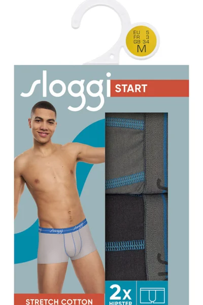 Boxerky pro muže Start Hipster C2P box - BROWN - LIGHT COMBINATION - šedá- černá HZ53 - SL