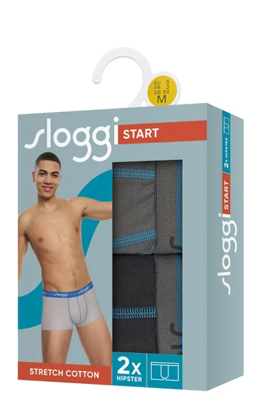 Boxerky pro muže Start Hipster C2P box - BROWN - LIGHT COMBINATION - šedá- černá HZ53 - SL