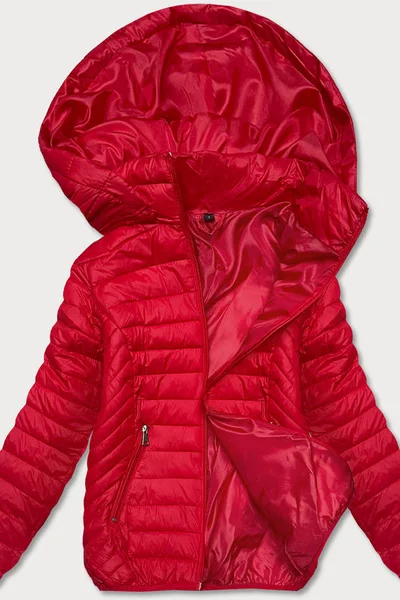 Červená prošívaná bunda pro ženy s kapucí G3V2 S'WEST