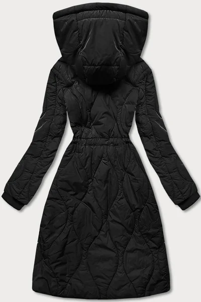 Zimní bunda s kožešinovou kapucí ke kolenům pro ženy