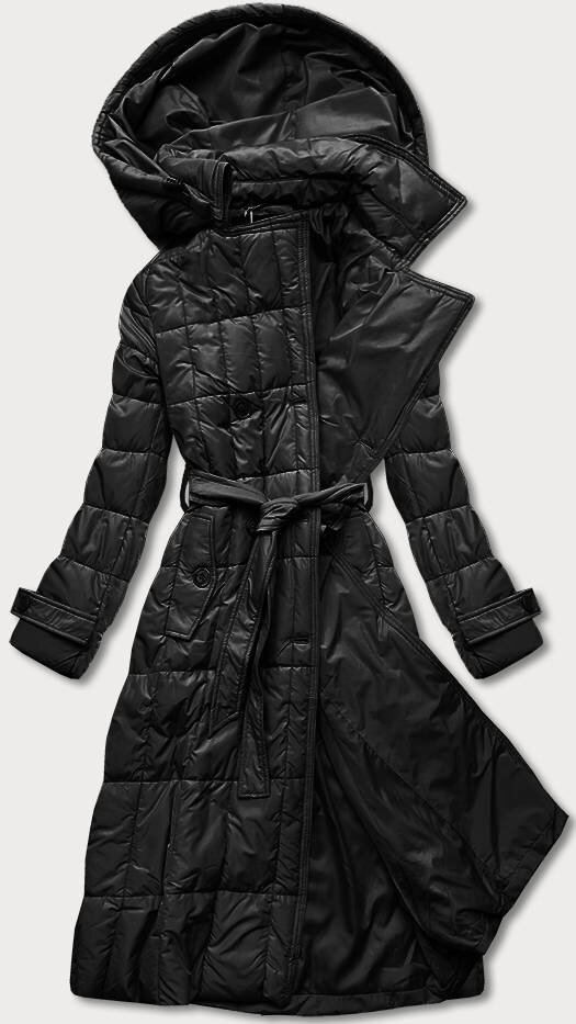 Klasický černý dámský prošívaný kabát H7OU22 Ann Gissy, odcienie czerni S (36) i392_20750-46