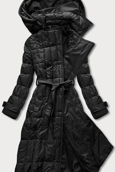 Klasický černý dámský prošívaný kabát H7OU22 Ann Gissy
