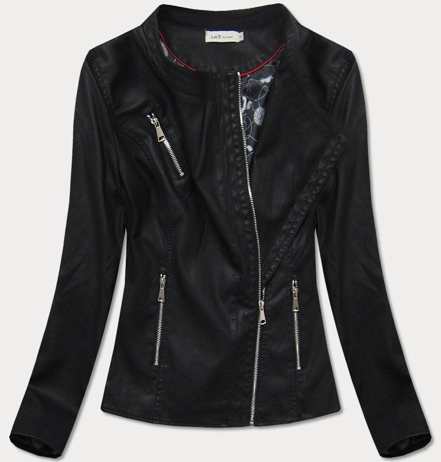 Černá dámská koženková bunda 1O3FLY LHD, odcienie czerni XL (42) i392_15359-53
