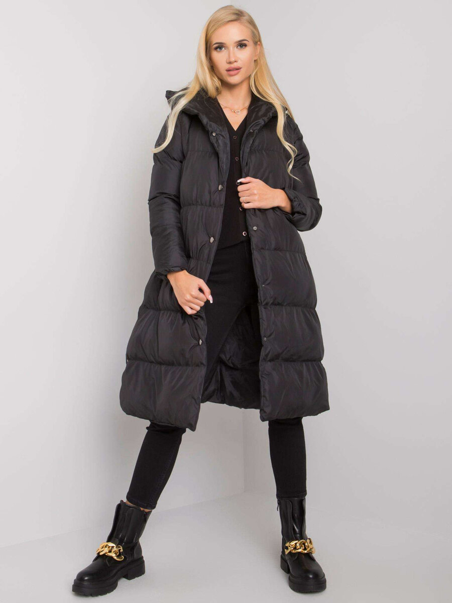 Černá bunda pro ženy s kapucí FPrice, M i523_2016103057832