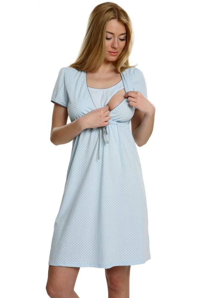 Dámské bavlněná těhotenská noční košile Felicita modrá Italian Fashion, modrá S i43_55478_2:modrá_3:S_