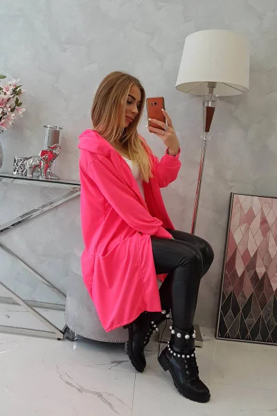 Neonová oversize dámská bunda s kapucí K-Fashion