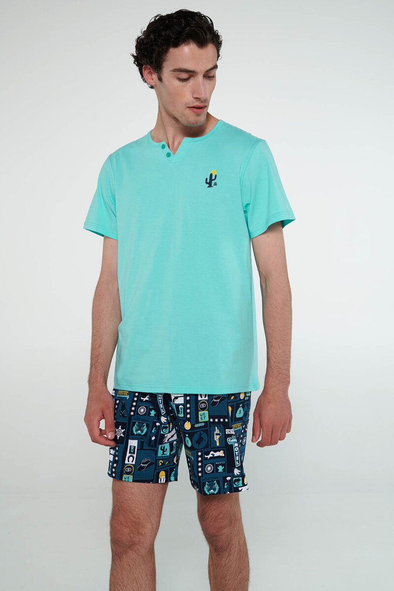 Letní Vamp Pánské Pyžamo s krátkými rukávy, blue radiance M i512_20651_722_3
