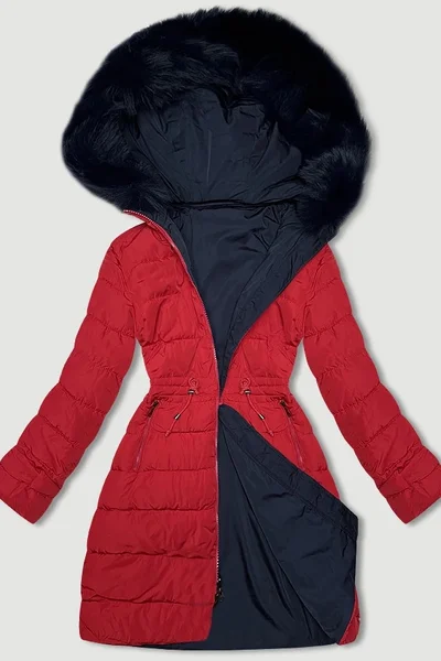Zimní bunda s odnímatelnou kožešinovou kapucí pro ženy J Style