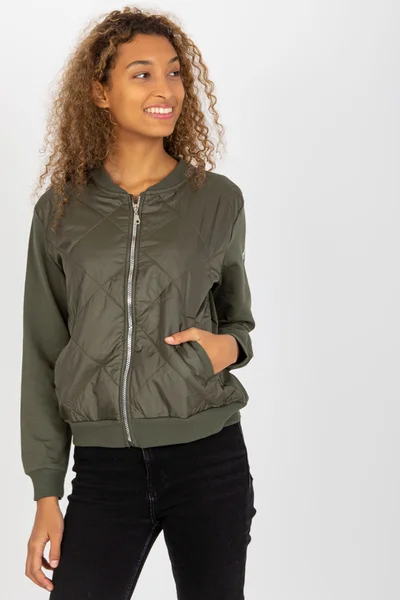 Dámská Fashionhunters khaki prošívaná bomber mikina