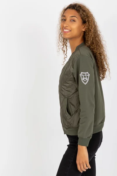 Dámská Fashionhunters khaki prošívaná bomber mikina