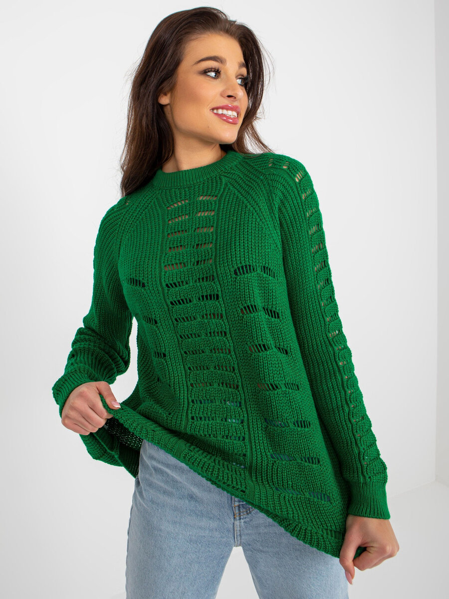 Zelený dámský svetr s dlouhým rukávem - Luxoria, jedna velikost i523_2016103365043