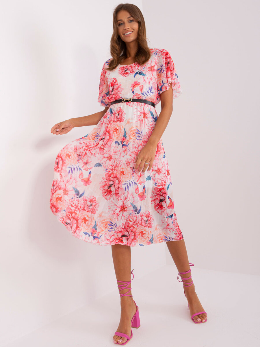 Květované dámské šaty v béžové barvě - FPrice, jedna velikost i523_2016103420483
