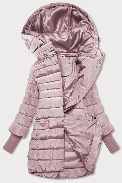 Růžová oversize bunda s látkovými stahovacími lemy pro ženy