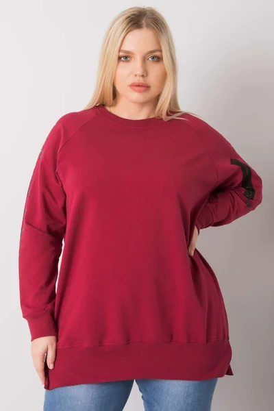 Dámská plus size tunika v bordó barvě FPrice