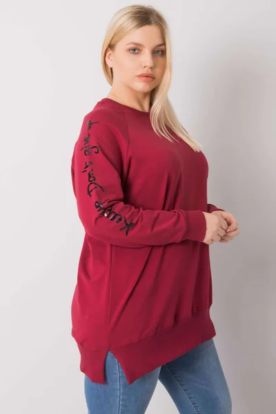 Dámská plus size tunika v bordó barvě FPrice