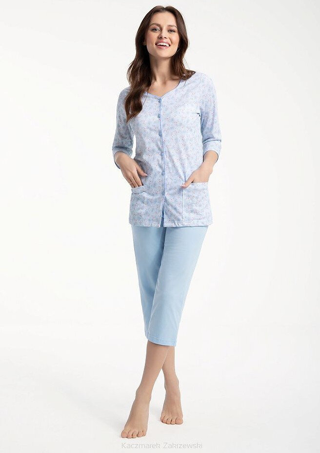 Modré vzorované pyžamo pro ženy Luna 3XL, modrá 3xl i384_20906288