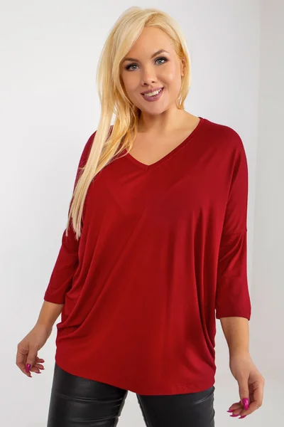 Vínová plus size viskózová halenka Fashionhunters