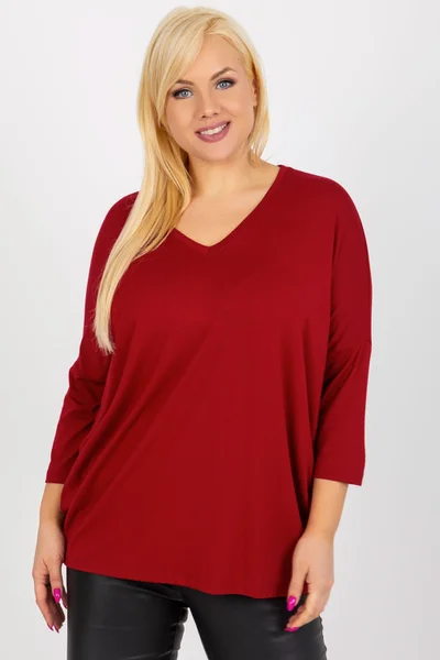 Vínová plus size viskózová halenka Fashionhunters