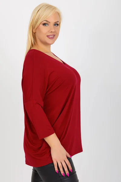 Vínová plus size viskózová halenka Fashionhunters