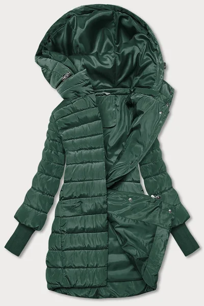 Zimní bunda s látkovými stahovacími lemy pro ženy - Zelená záře MINORITY