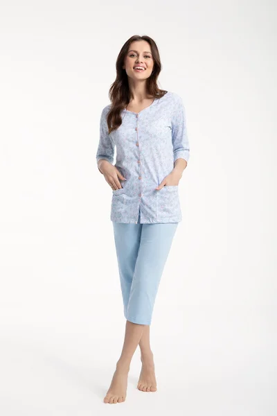 Modré vzorované pyžamo pro ženy Luna 4XL