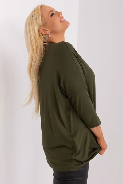 Dámská khaki basic halenka plus size - Fashionhunters