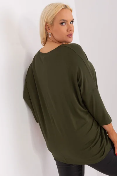 Dámská khaki basic halenka plus size - Fashionhunters