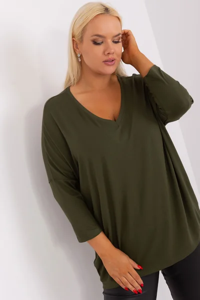 Dámská khaki basic halenka plus size - Fashionhunters