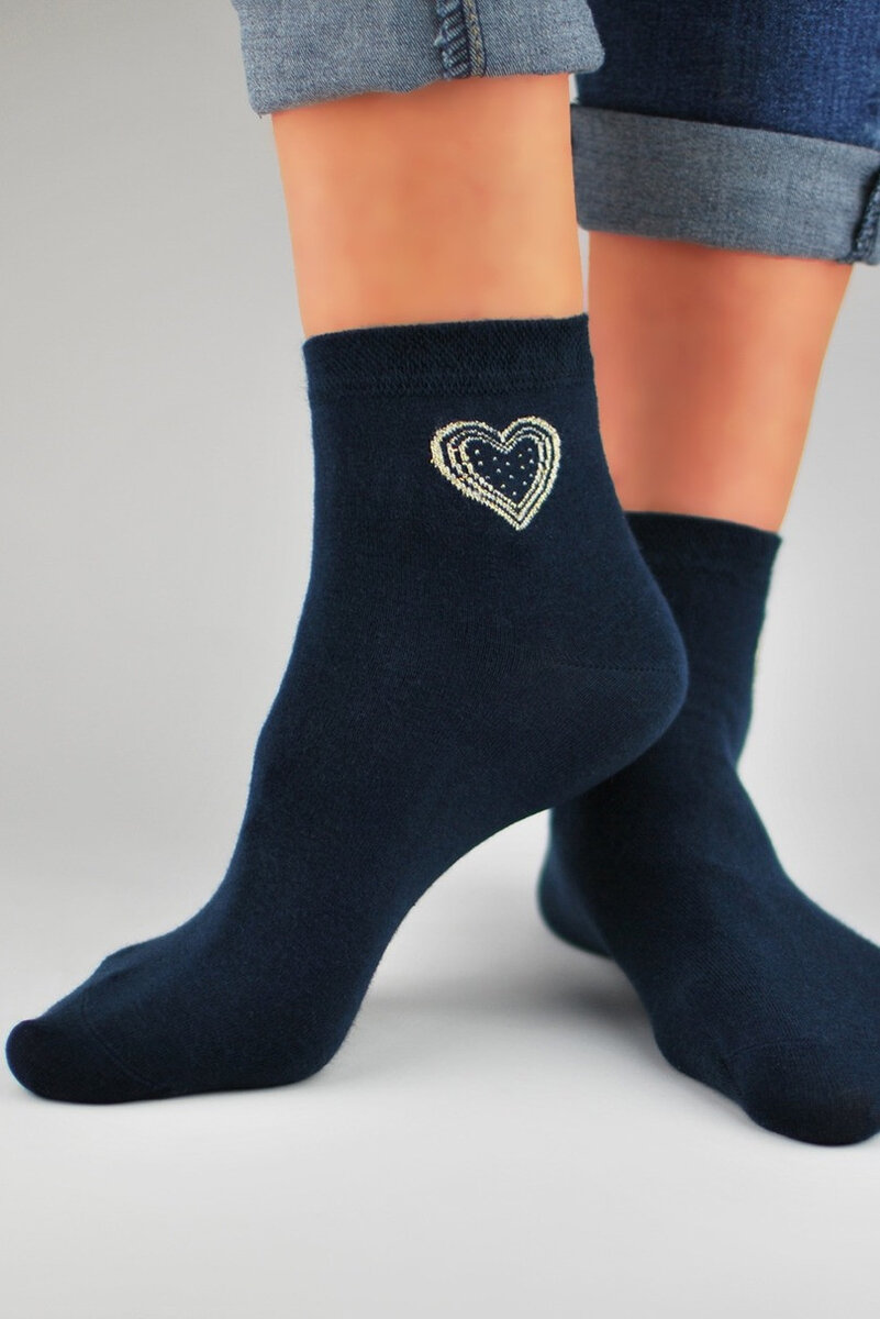 Dámské ponožky s třpytivým srdcem od Noviti, tmavě modrá 39-42 i170_SB027-W-01-039042