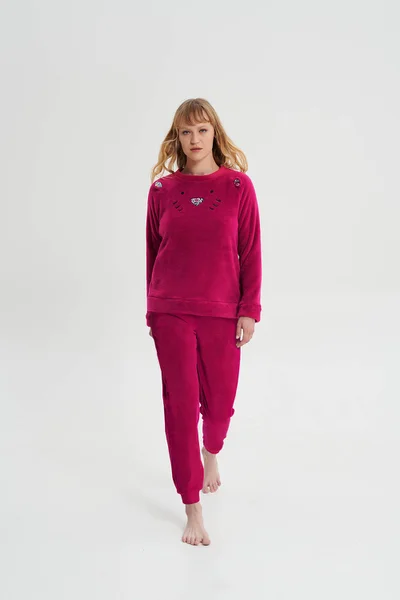 Vamp - Teplé pyžamo pro ženy s dlouhým rukávem - Fuchsia Berry