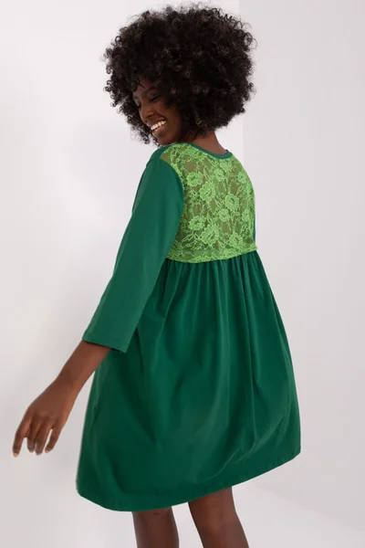 Dámský RUE PARIS Tmavě zelené šaty s krajkovou vsadkou FPrice