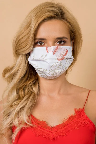 Opakovaně použitelná ochranná maska, bílá a béžová FPrice