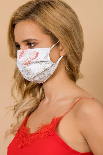 Opakovaně použitelná ochranná maska, bílá a béžová FPrice