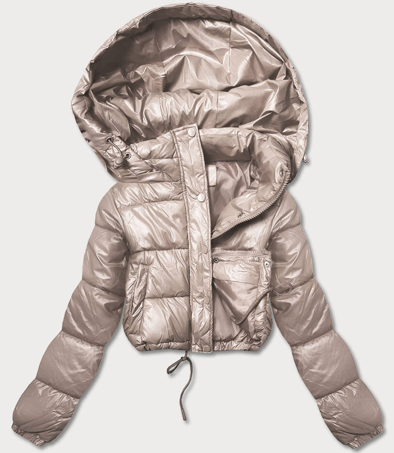 Zimní dámská péřová bunda HONEY WINTER Crop, odcienie beżu XXL (44) i392_20578-48