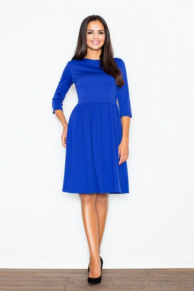 Modré dámské šaty s elegantním střihem - Figl