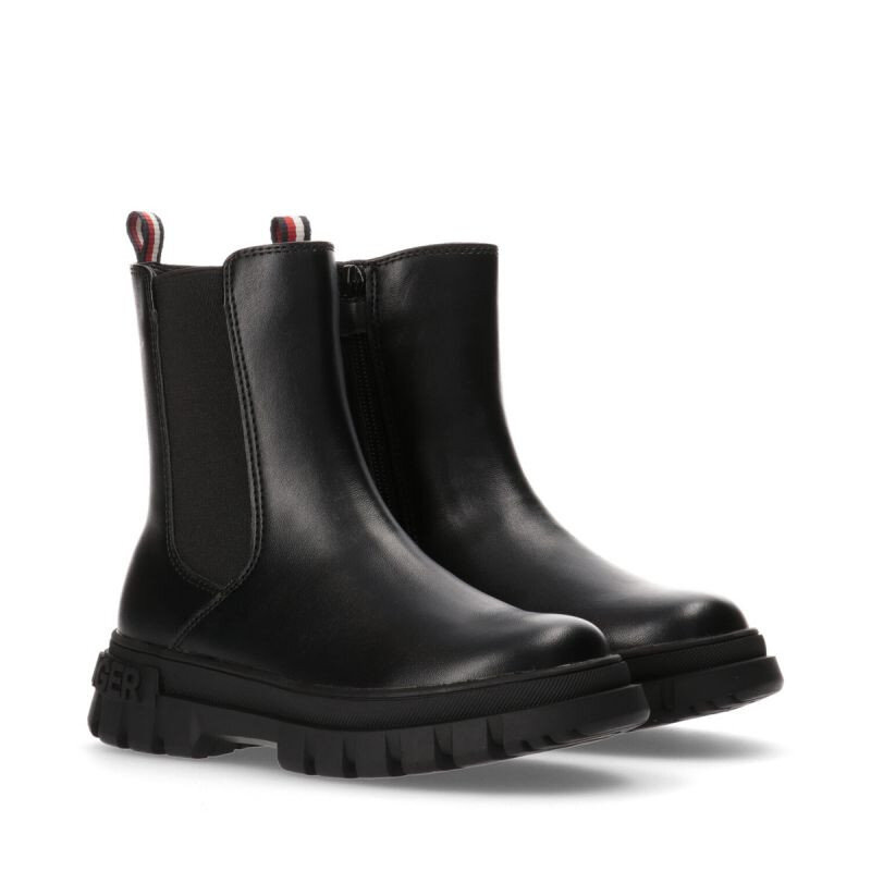 Černé kožené dámské boty s zipem - Tommy Hilfiger, 35 i476_9783535