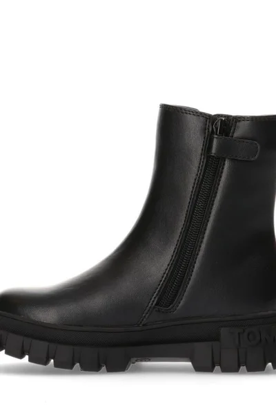 Černé kožené dámské boty s zipem - Tommy Hilfiger