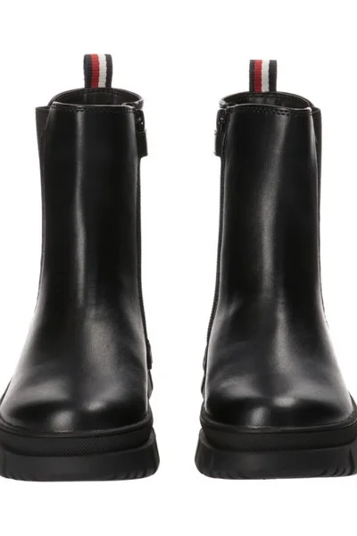 Černé kožené dámské boty s zipem - Tommy Hilfiger