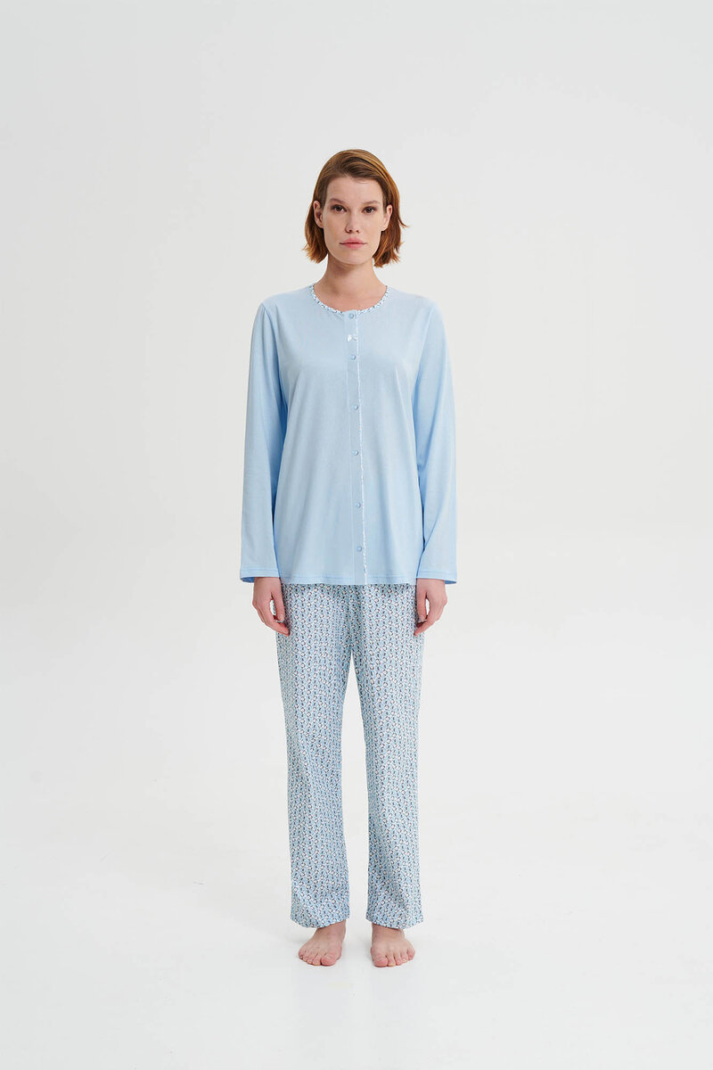 Modré stříbrné pyžamo Vamp s knoflíky, blue silver L i512_19485_392_4