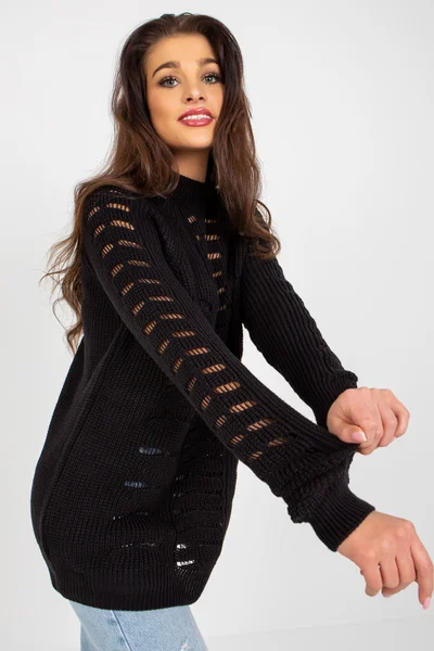 Černý dámský svetr s dlouhým rukávem od FPrice