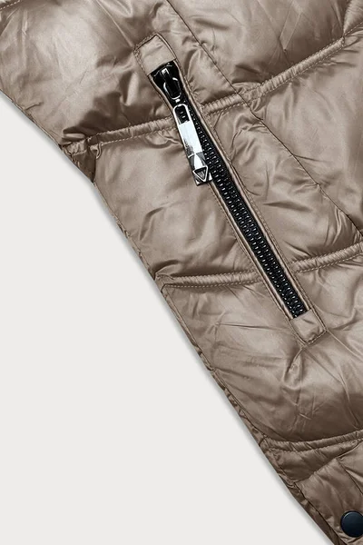 Zimní bunda pro ženy s odnímatelnou kožešinovou kapucí - Béžová S'WEST