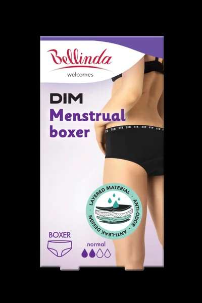 Bavlněné menstruační kalhotky MENSTRUAL BOXER NORMAL - Bellinda - černá