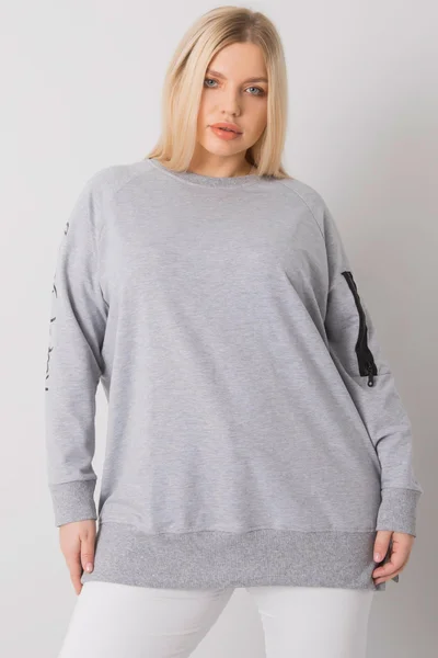 Šedá melanžová dámská plus size tunika FPrice