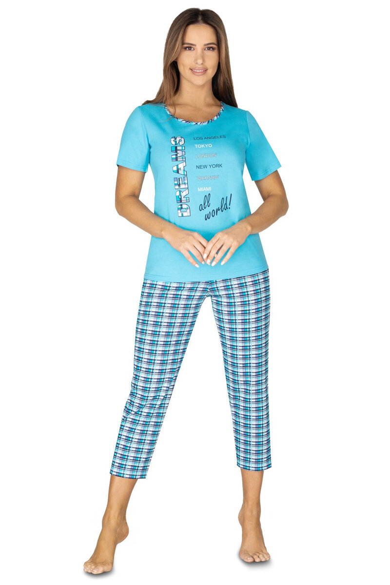 Letní pyžamo pro ženy Regina Kostkované 2XL-3XL, Růžová 3xl i384_41615213