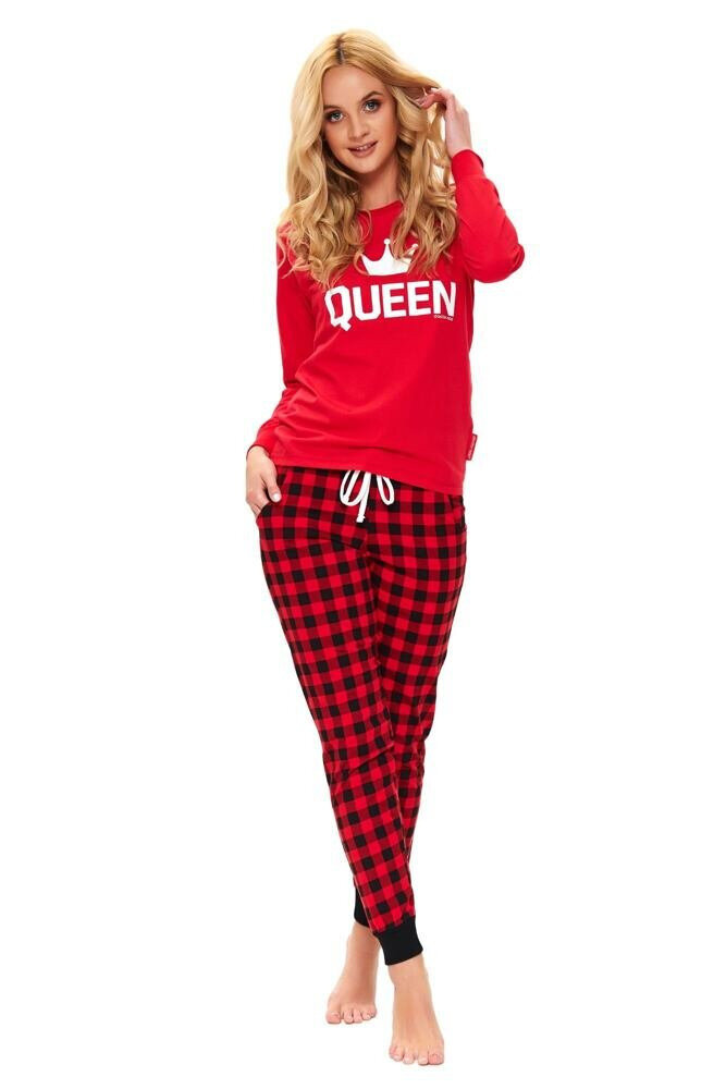 Pyžamo pro ženy Queen červené dlouhé Dn-nightwear, červená L i43_68289_2:červená_3:L_
