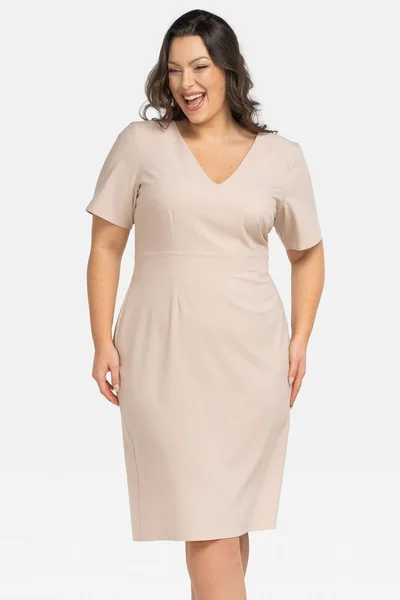 Elegantní tužkové šaty s výstřihem pro dámy plus size Karko