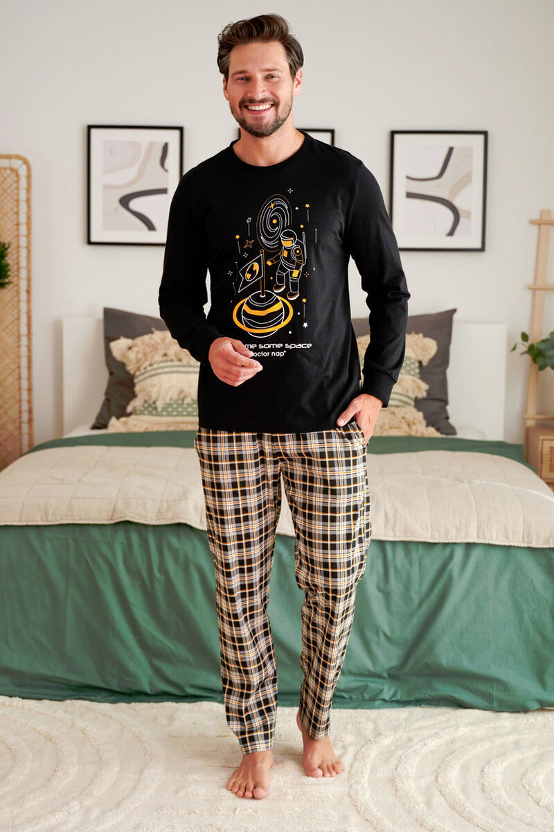 Mužské pohodlné pyžamo Doctor Nap, černá XL i170_PMB-5265-BLACK-XL